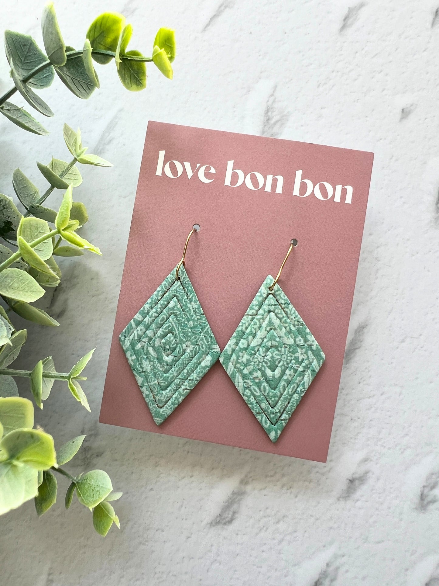 Blair - Embossed Tall Diamond Dangle Earring