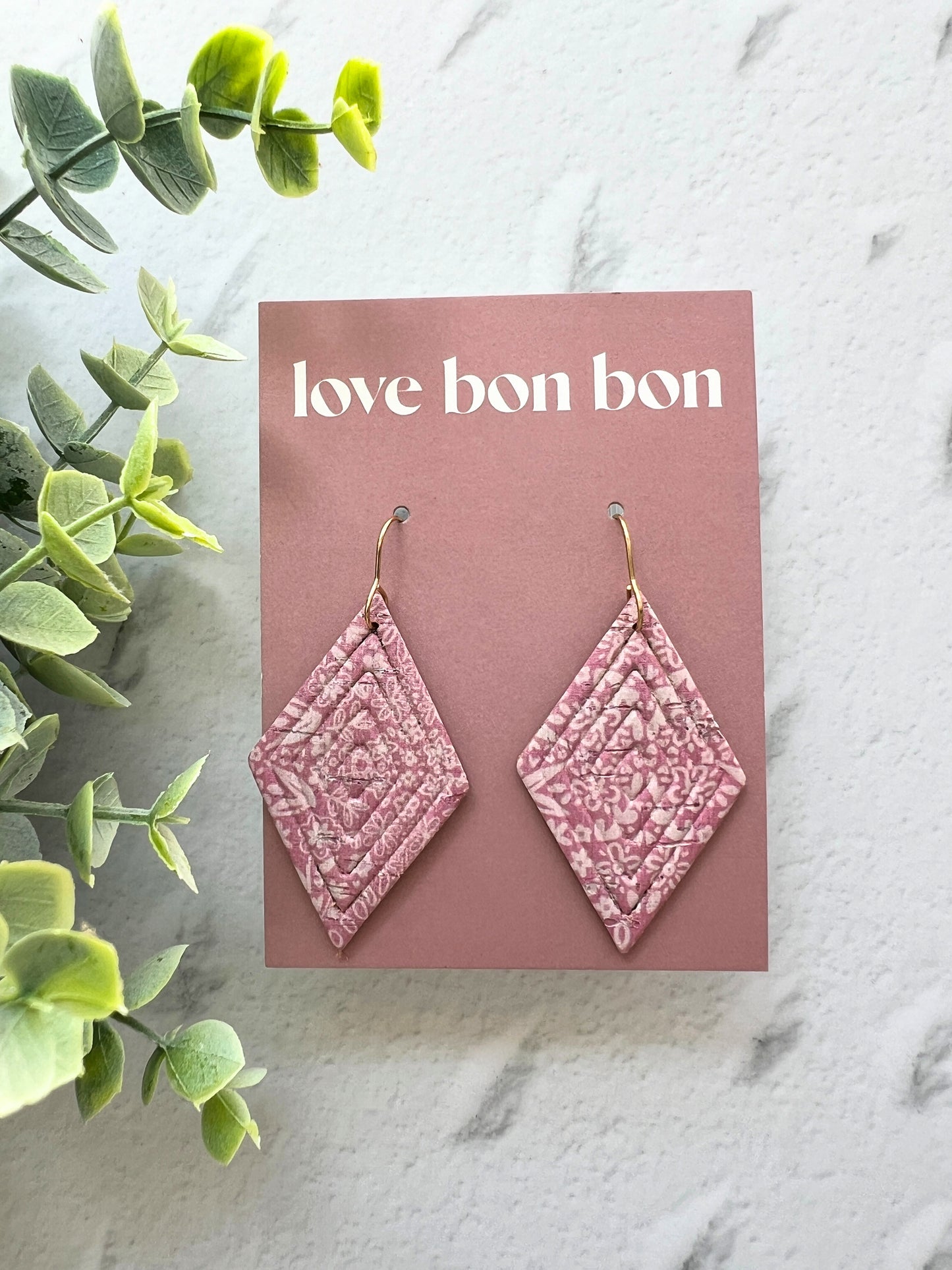 Blair - Embossed Tall Diamond Dangle Earring