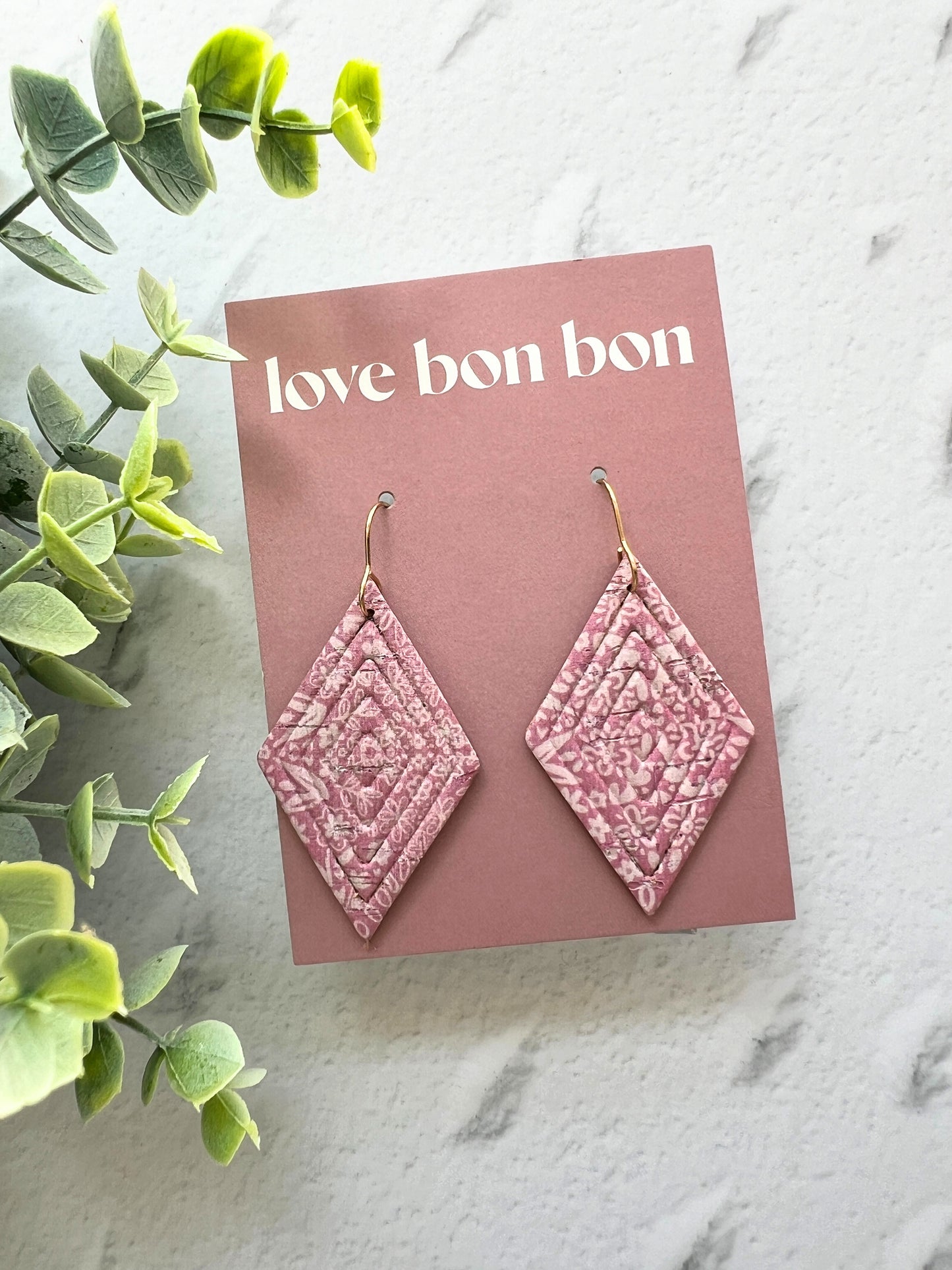 Blair - Embossed Tall Diamond Dangle Earring