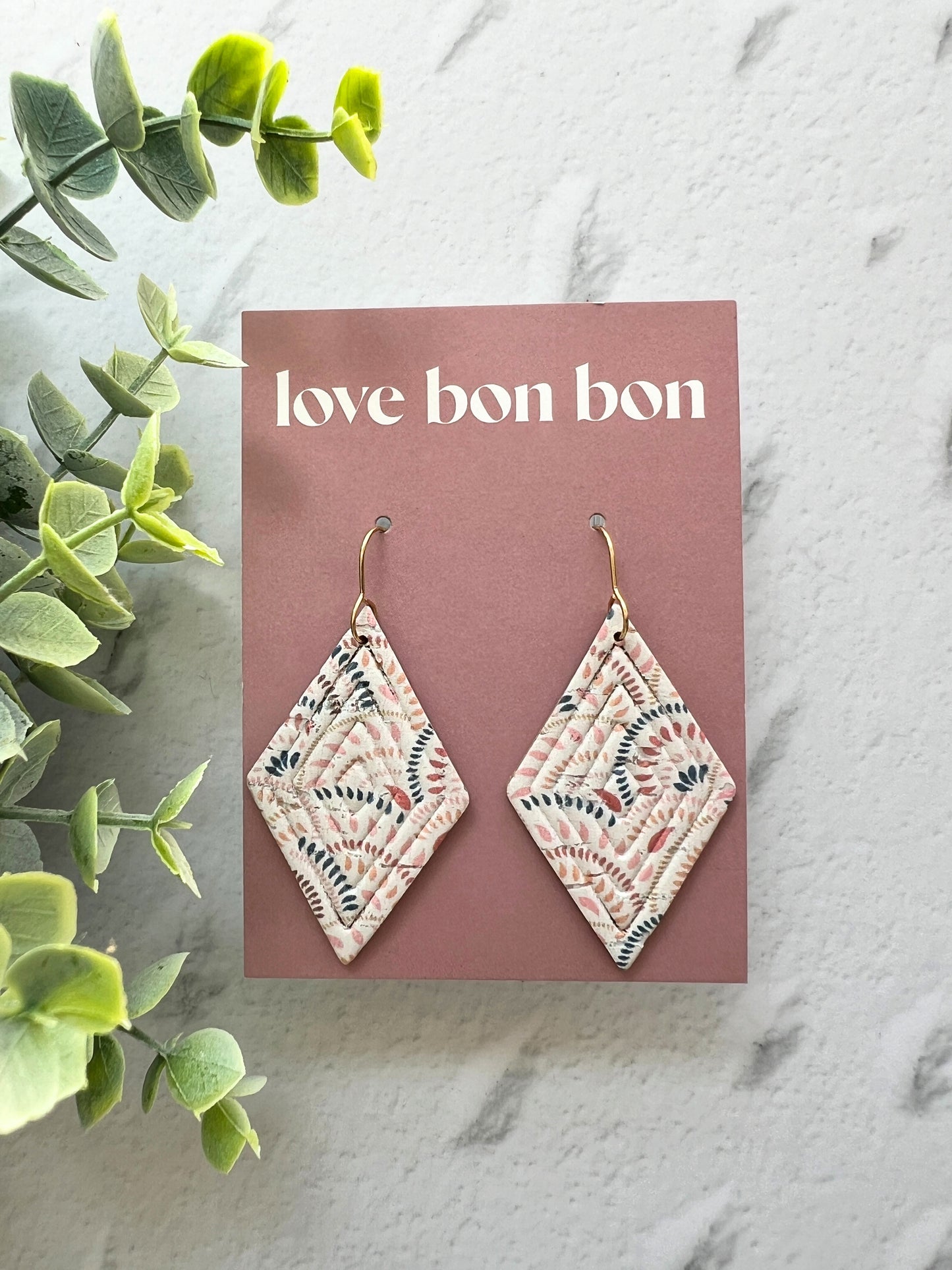 Blair - Embossed Tall Diamond Dangle Earring