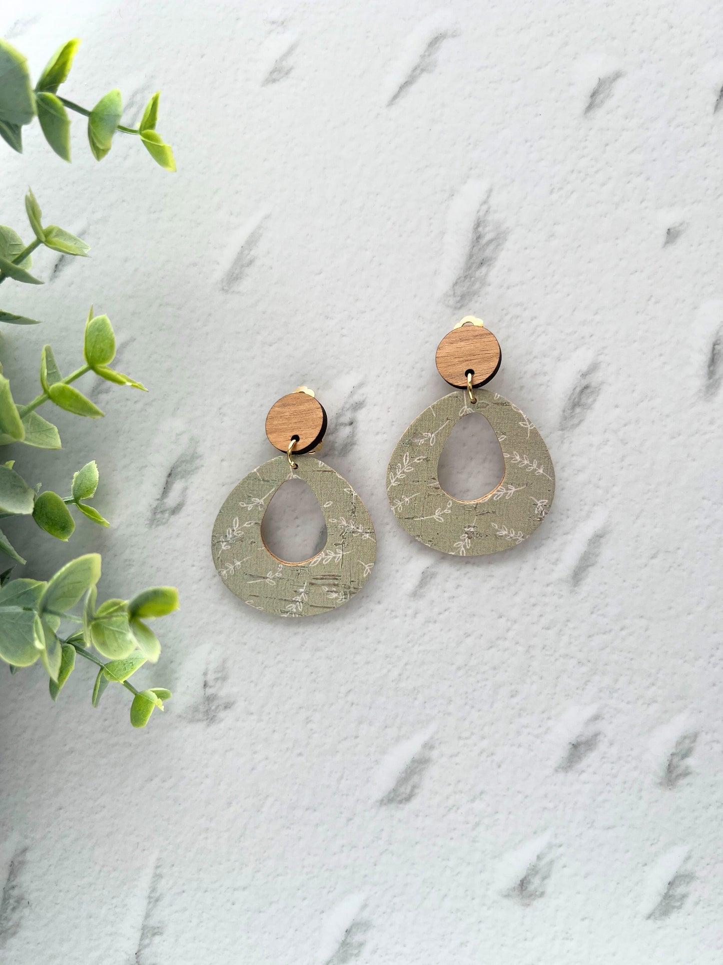 Caralie - Large Circle Cut Out Clip On Dangle Earring