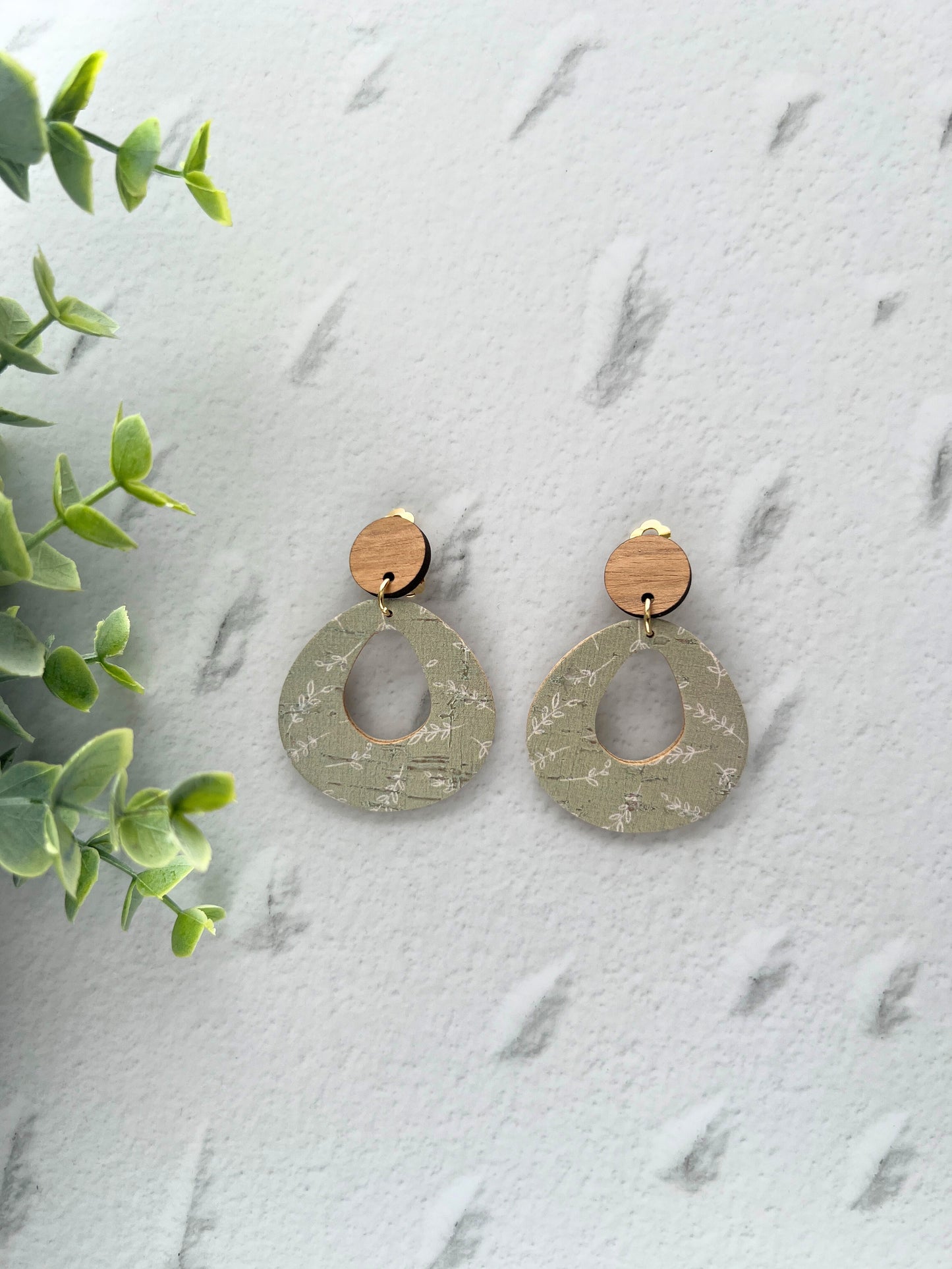 Caralie - Large Circle Cut Out Clip On Dangle Earring