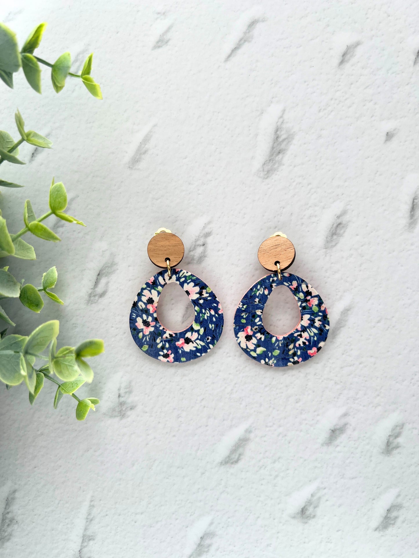 Caralie - Large Circle Cut Out Clip On Dangle Earring