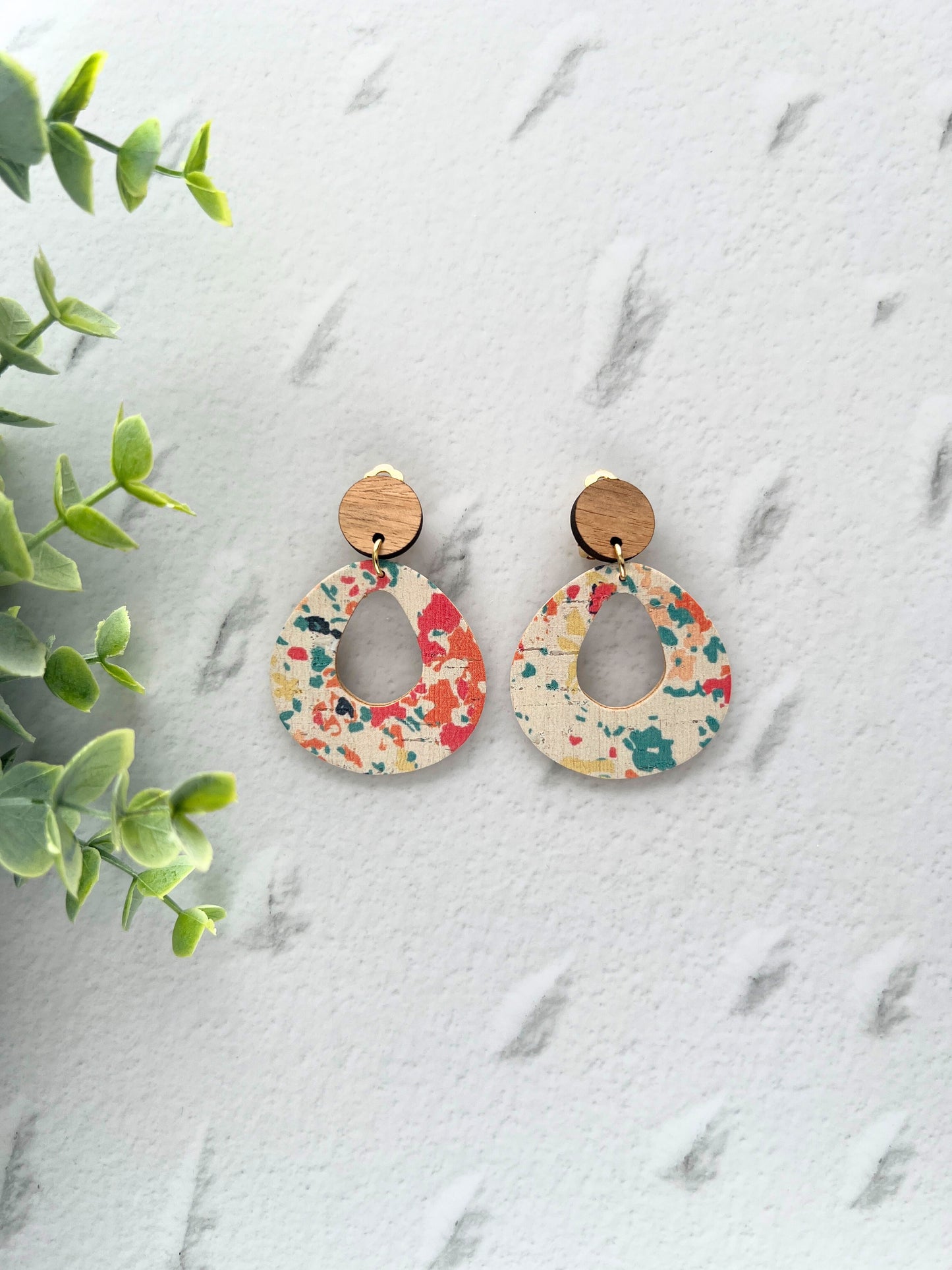 Caralie - Large Circle Cut Out Clip On Dangle Earring