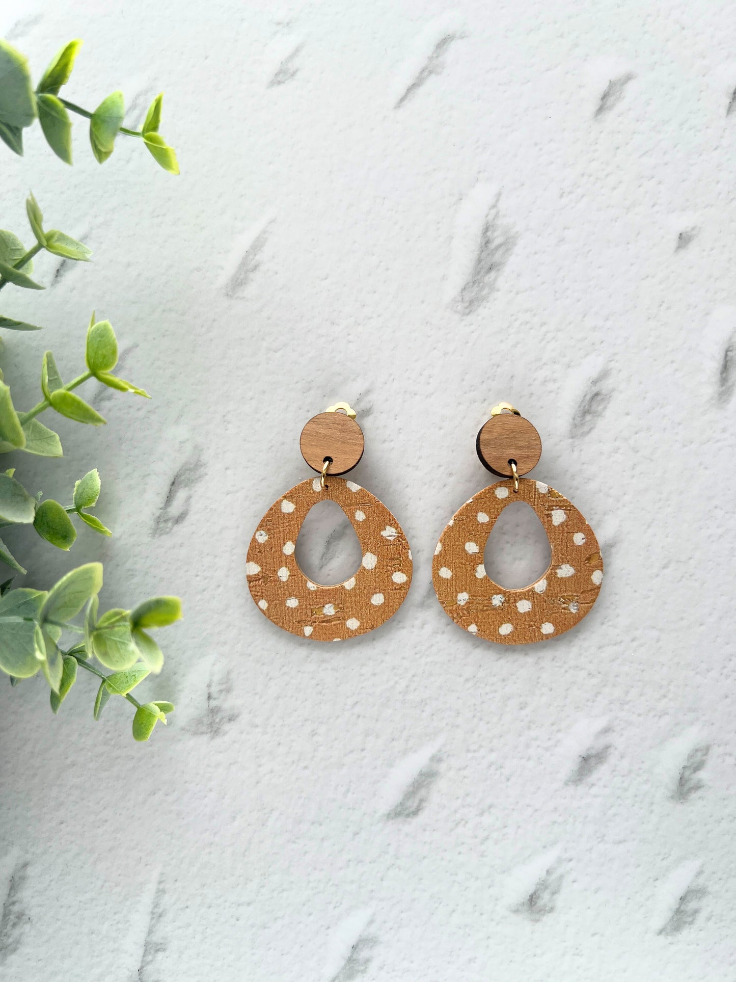 Caralie - Large Circle Cut Out Clip On Dangle Earring