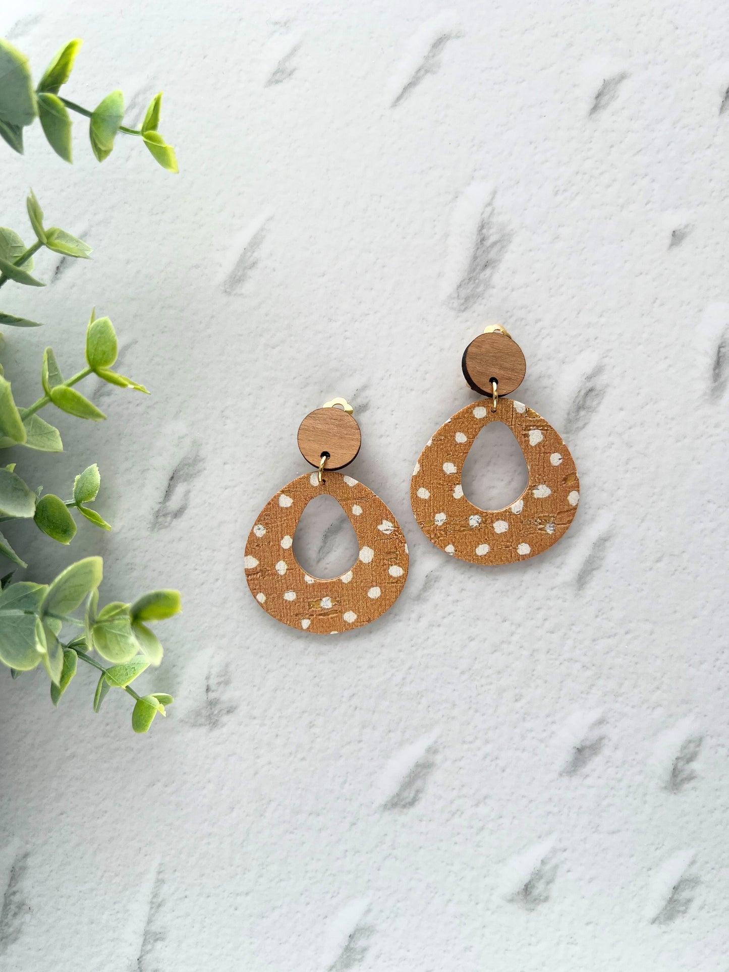 Caralie - Large Circle Cut Out Clip On Dangle Earring