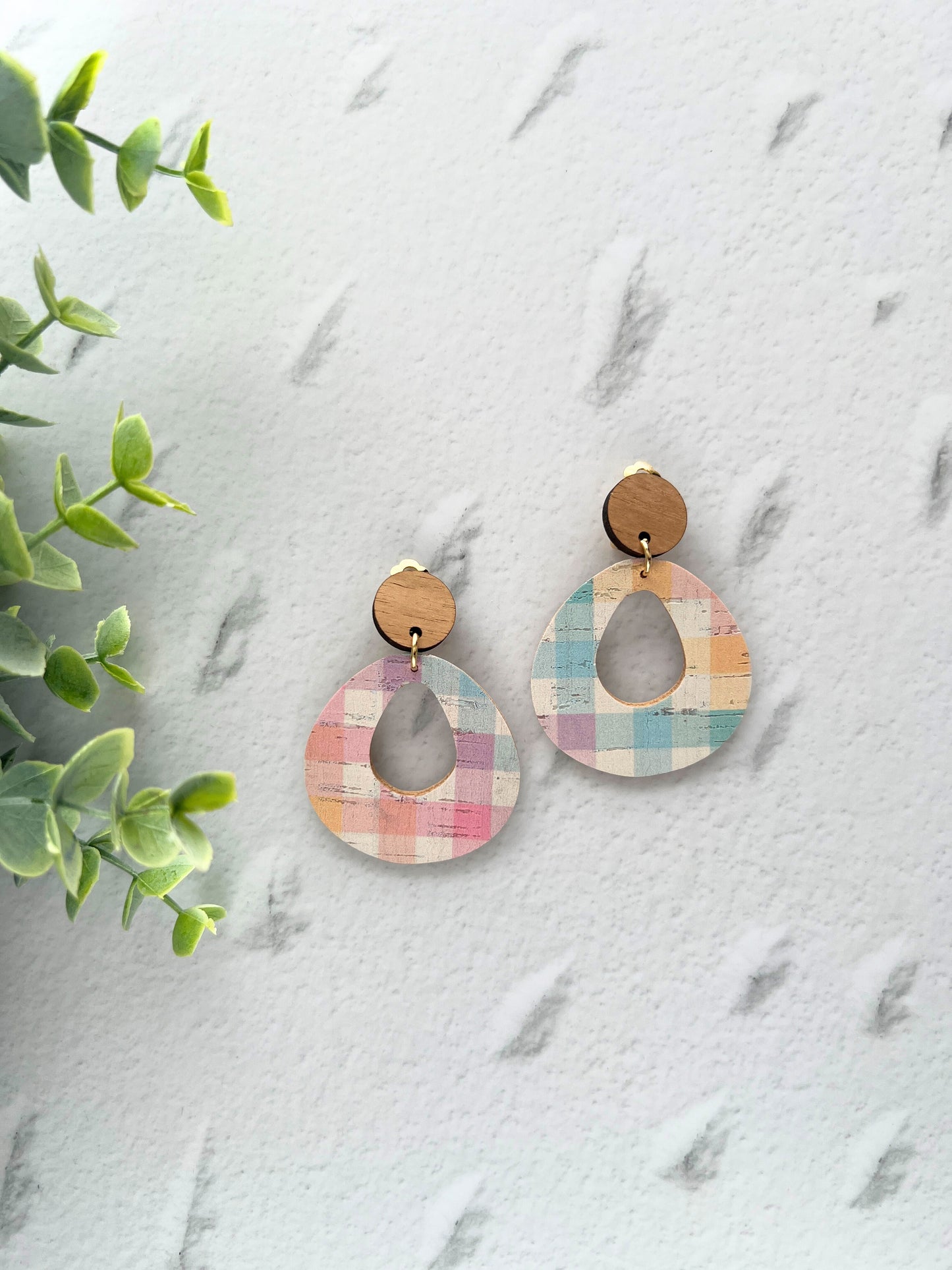 Caralie - Large Circle Cut Out Clip On Dangle Earring