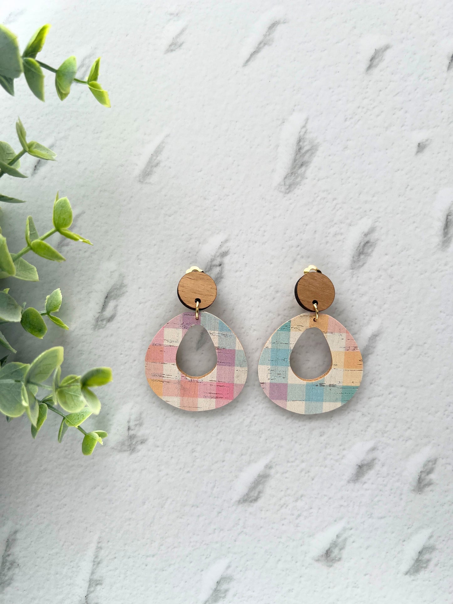 Caralie - Large Circle Cut Out Clip On Dangle Earring