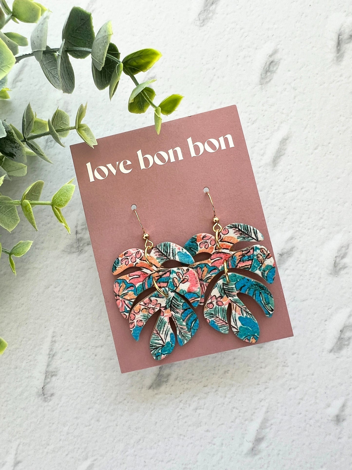 Monty - Monstera Dangle Earring