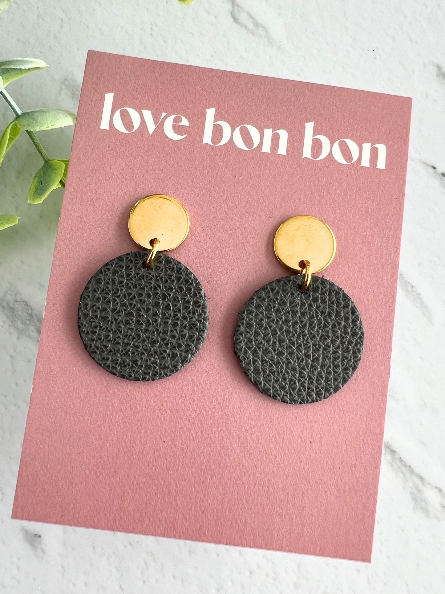 Quinn - Circle Dangle Earring - Slate Grey