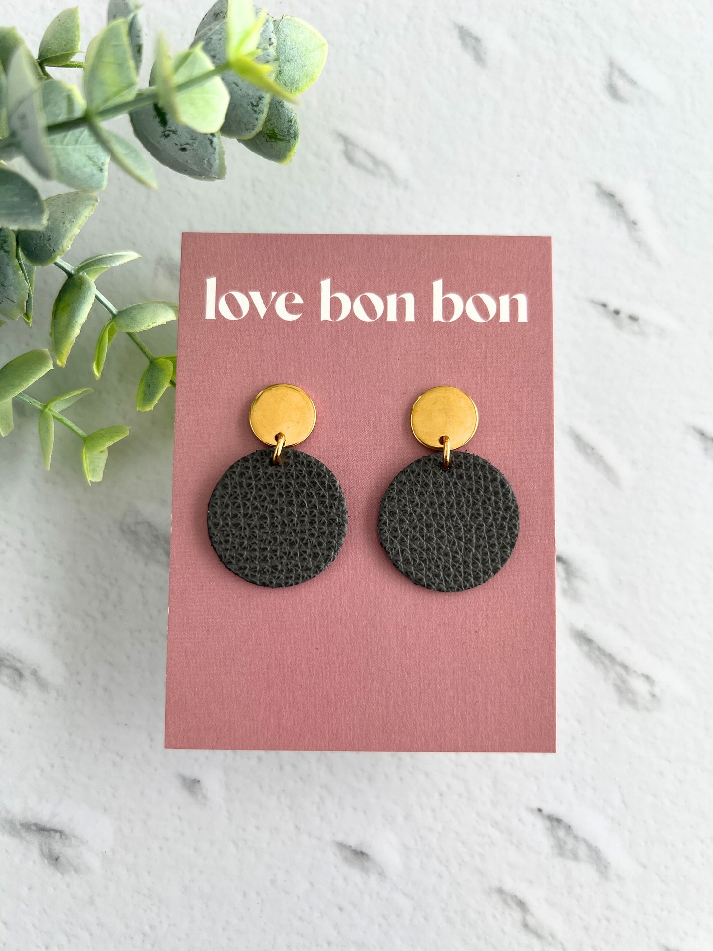 Quinn - Circle Dangle Earring - Slate Grey
