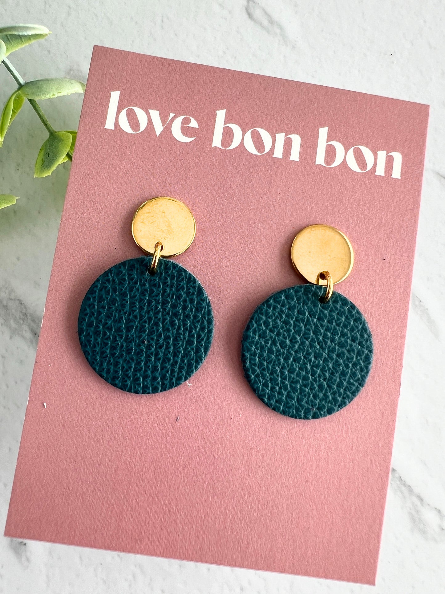 Quinn - Circle Dangle Earring - Dark Teal