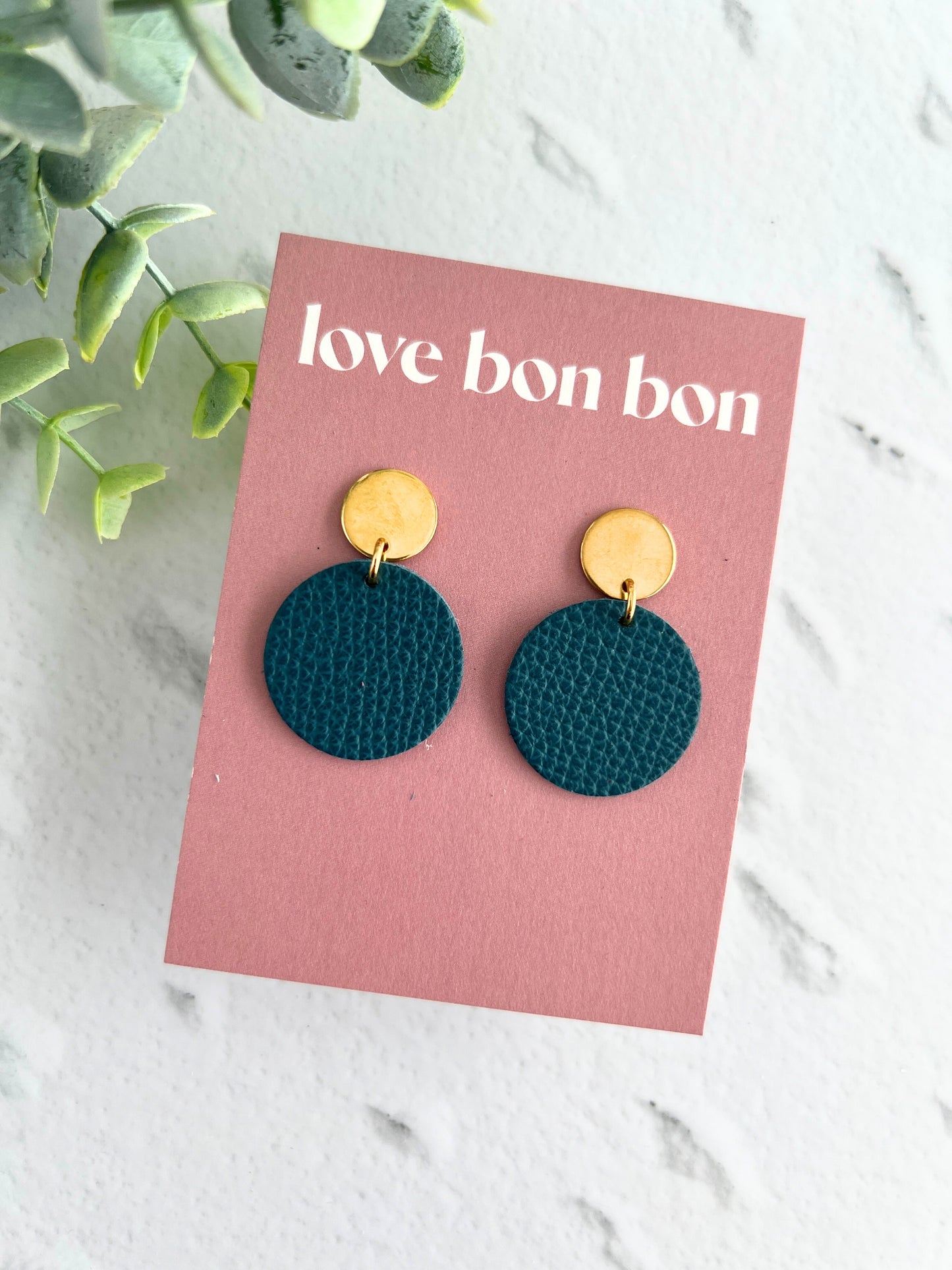 Quinn - Circle Dangle Earring - Dark Teal