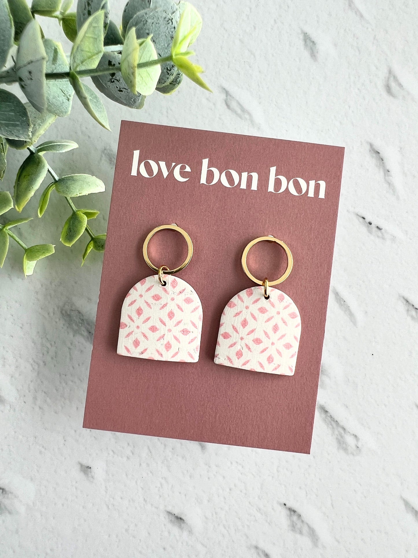 Genuine Cork on Leather Handmade Petite Earring with open Gold Stainless Steel circle topper - dangle earring - handmade earring - petite