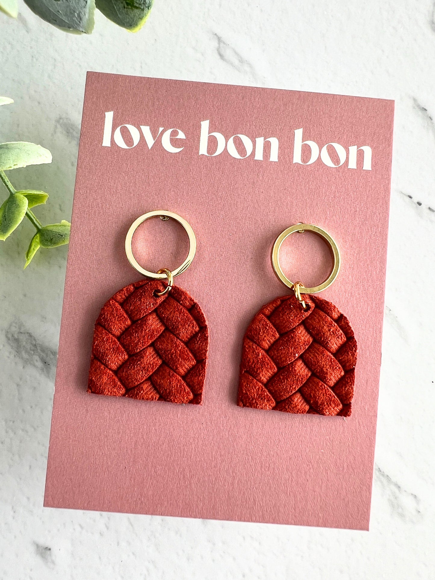 Genuine Cork on Leather Handmade Petite Earring with open Gold Stainless Steel circle topper - dangle earring - handmade earring - petite