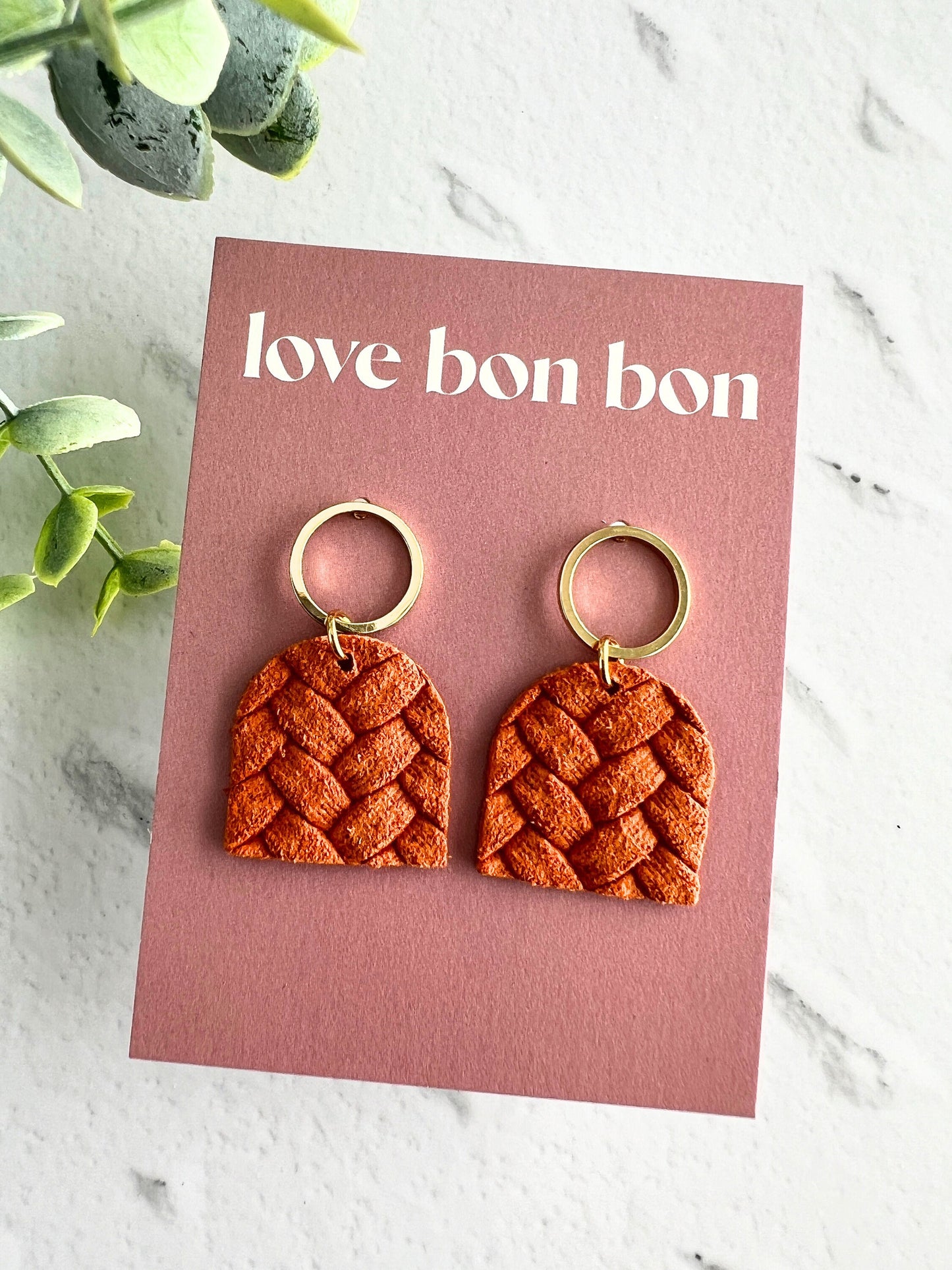 Genuine Cork on Leather Handmade Petite Earring with open Gold Stainless Steel circle topper - dangle earring - handmade earring - petite