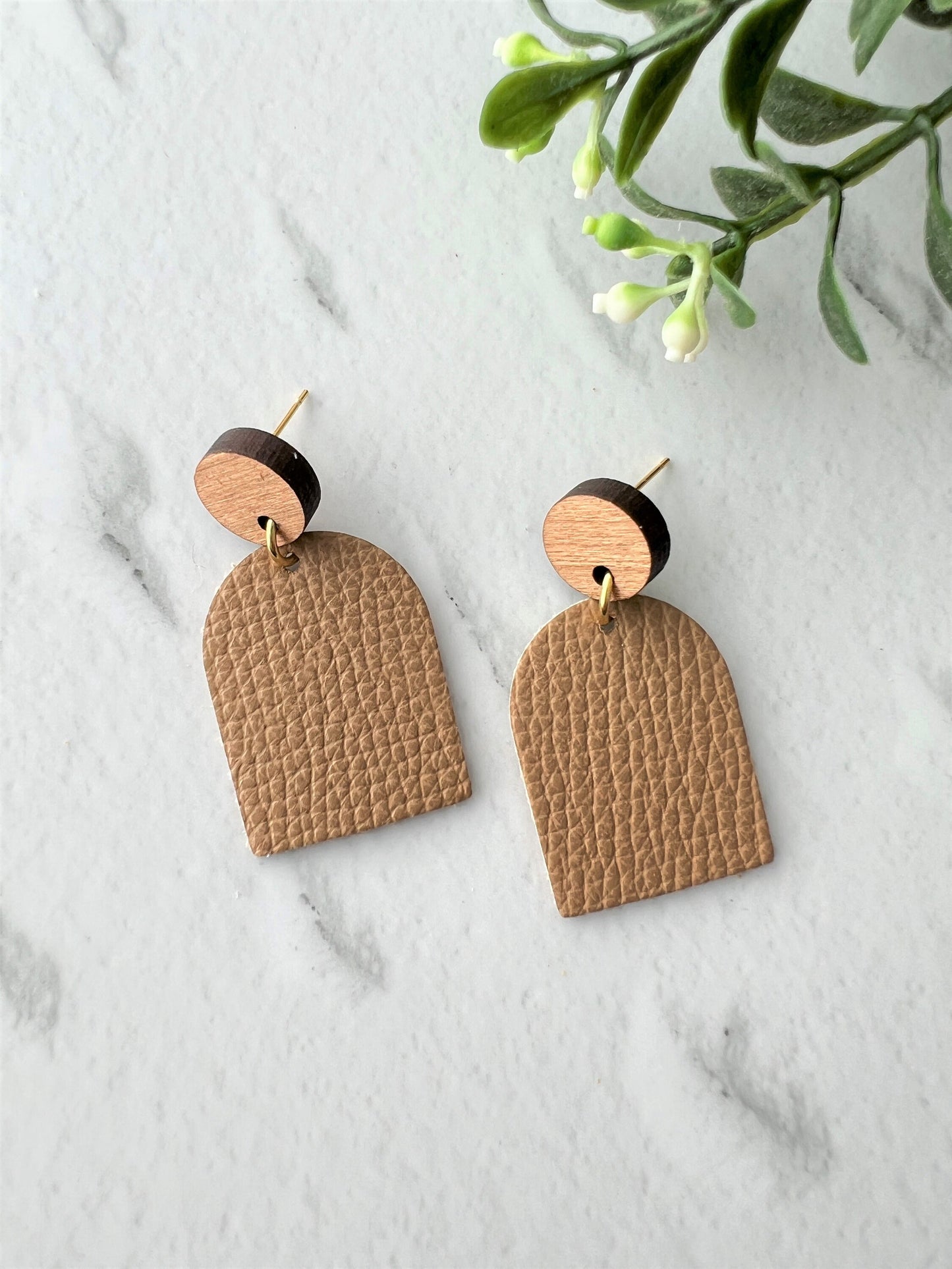 Handmade Genuine Leather Dangle Earring, drop earring, gift for her, birthday gift, handmade leather earring, handmade earrings