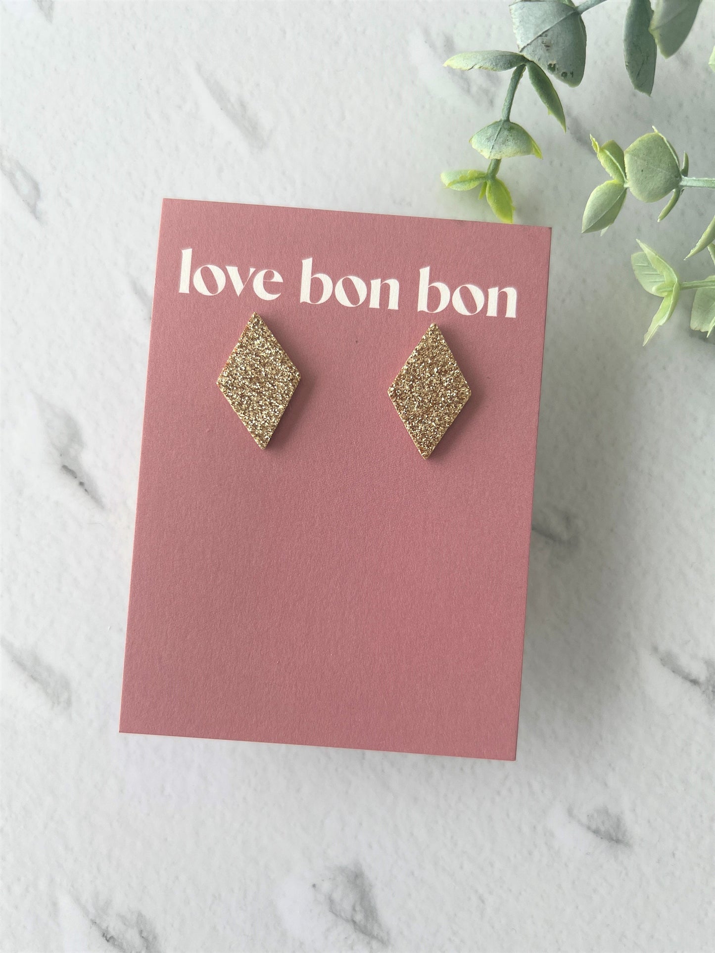 Bella - Cork & Leather Handmade Diamond Earring with gold stainless steel post