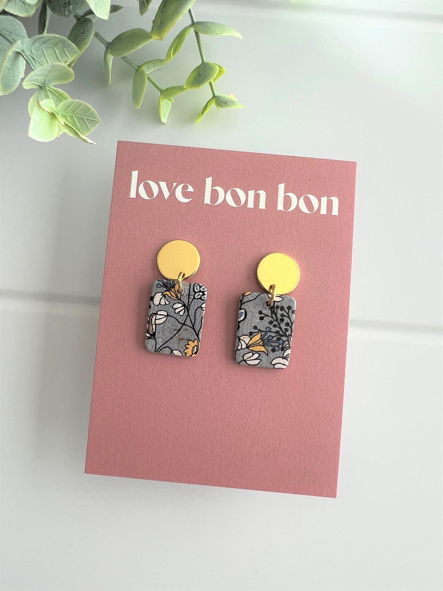 Bailey - Dusky Meadow Petite Handmade Cork & Leather Earring with gold stainless hardware