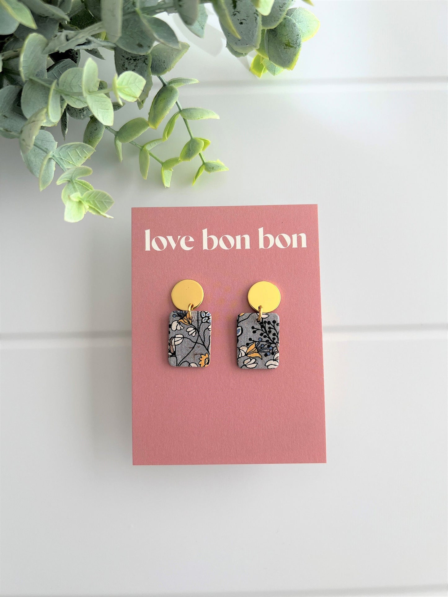 Bailey - Dusky Meadow Petite Handmade Cork & Leather Earring with gold stainless hardware
