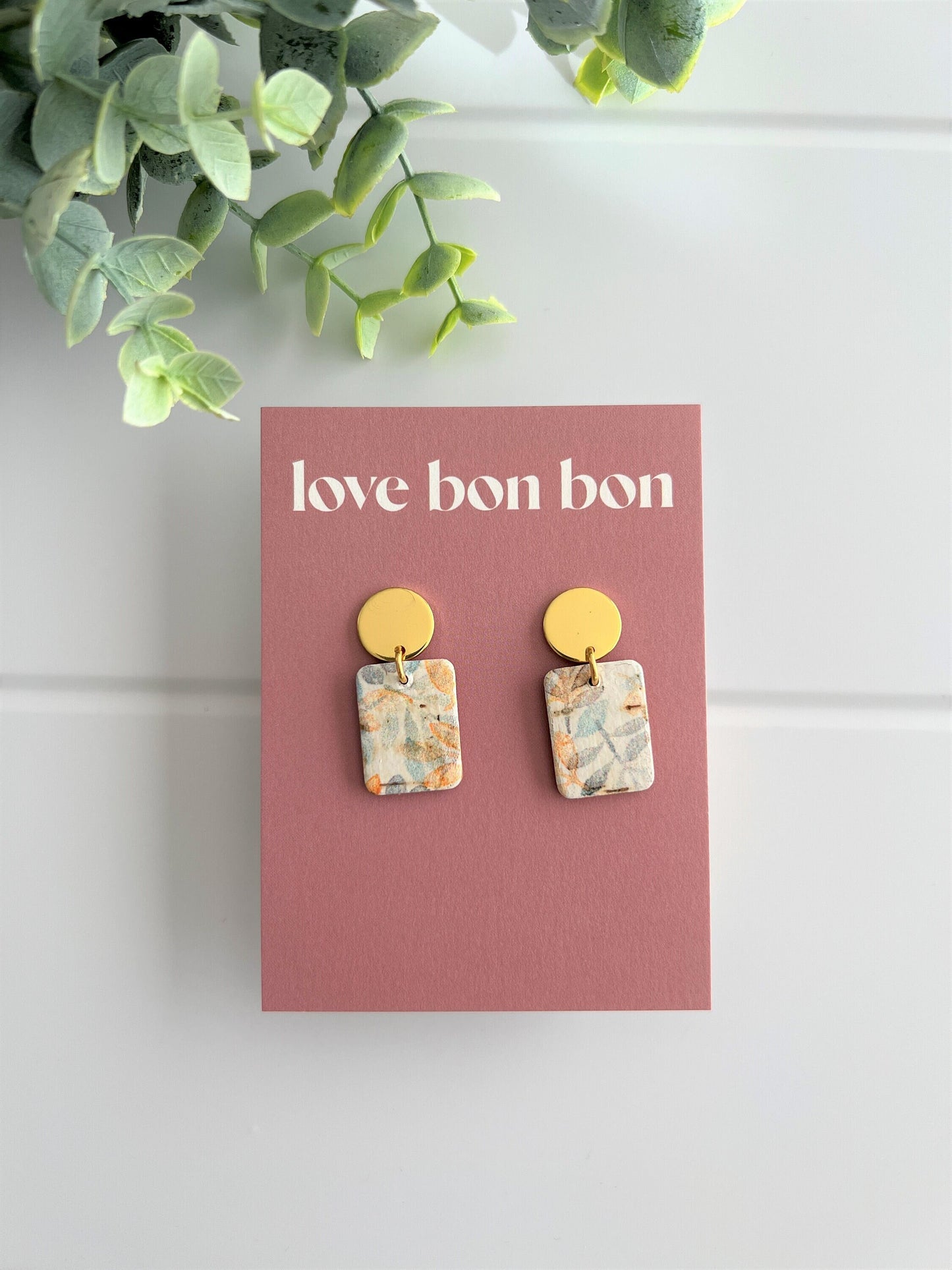 Bailey - Afternoon Harvest Handmade Cork & Leather Earring with gold stainless hardware