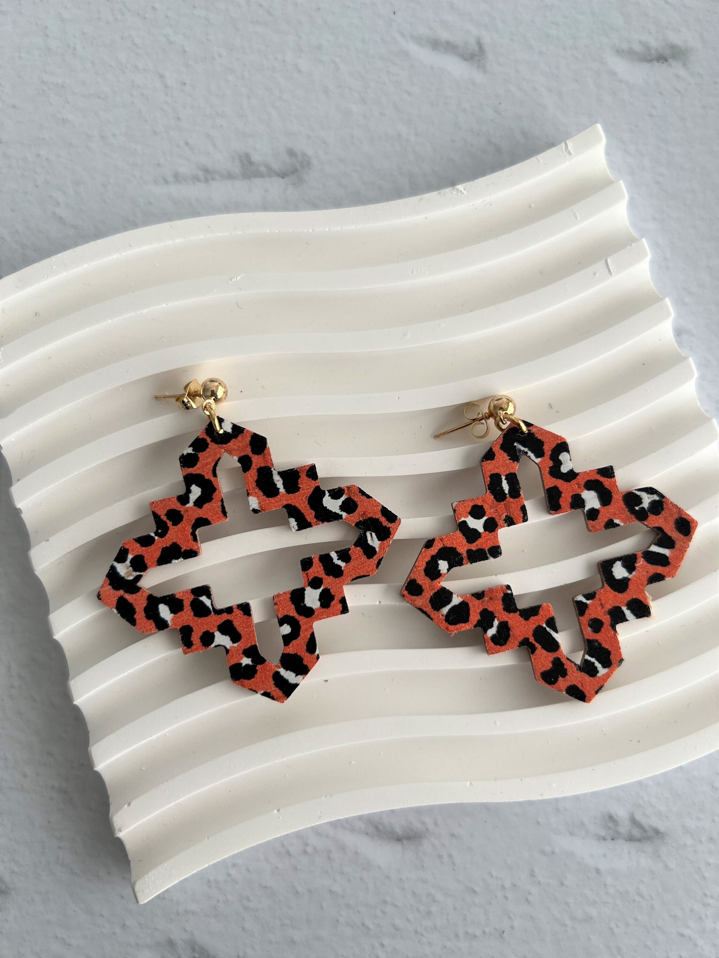 Cork and Leather Large Pointed Geo Handmade Earring with stainless steel hook, dangle earring, birthday gift, handmade earrings