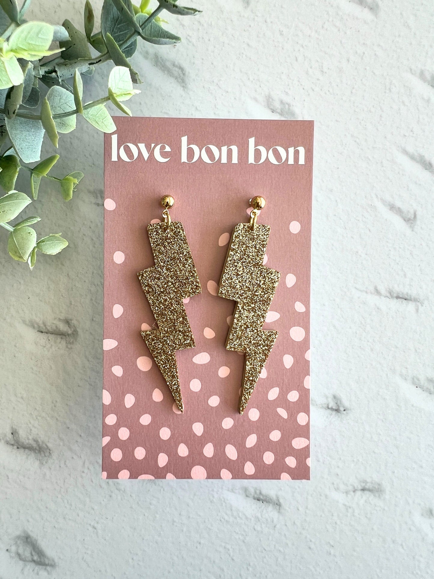 Genuine Cork on Leather Handmade Unique Thunderbolt Earring with Gold Stainless Steel topper - dangle earring - handmade earring