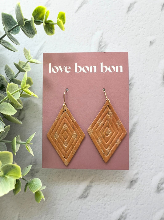 Blair - Embossed Tall Diamond Dangle Earring