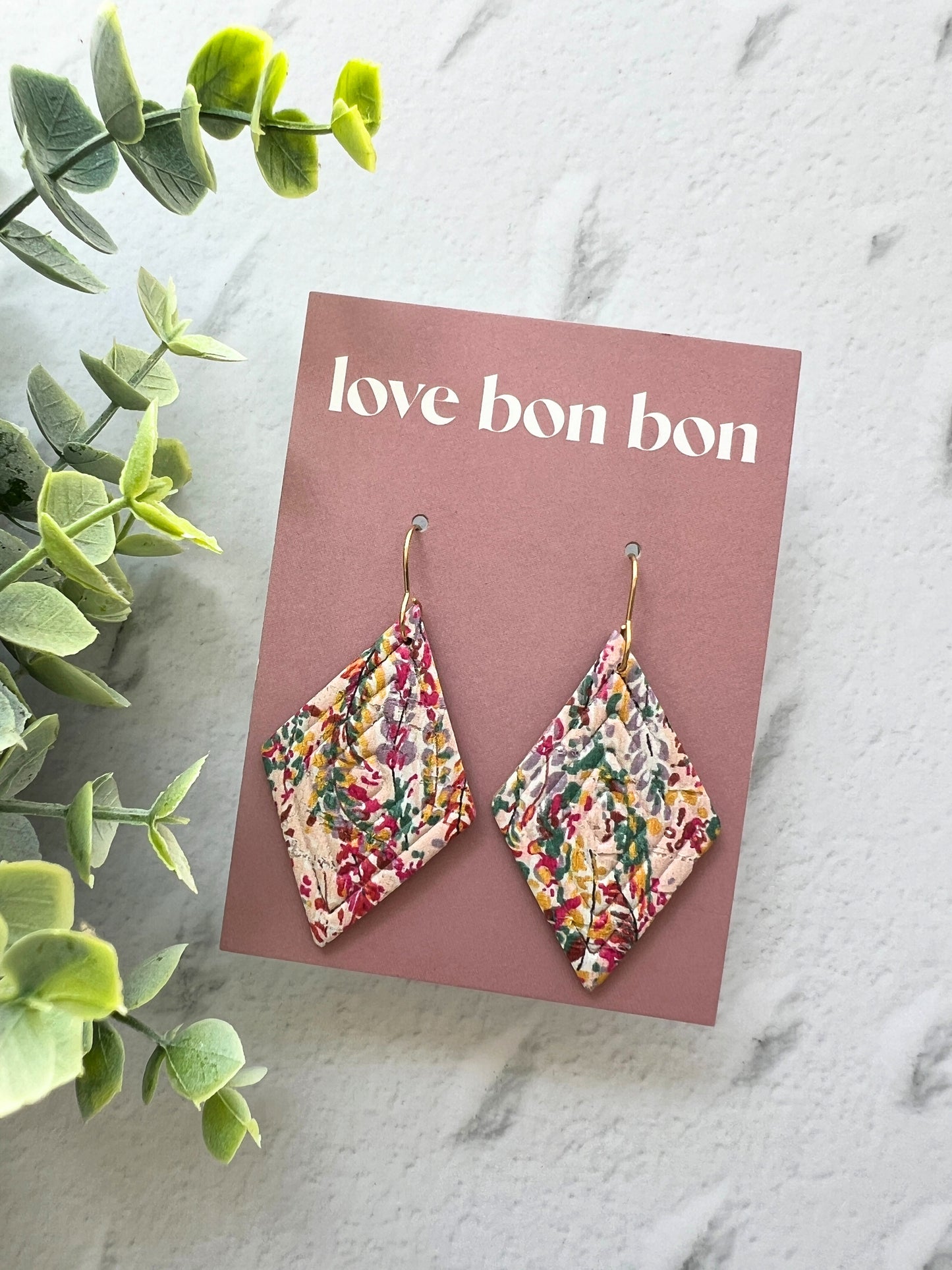 Blair - Embossed Tall Diamond Dangle Earring