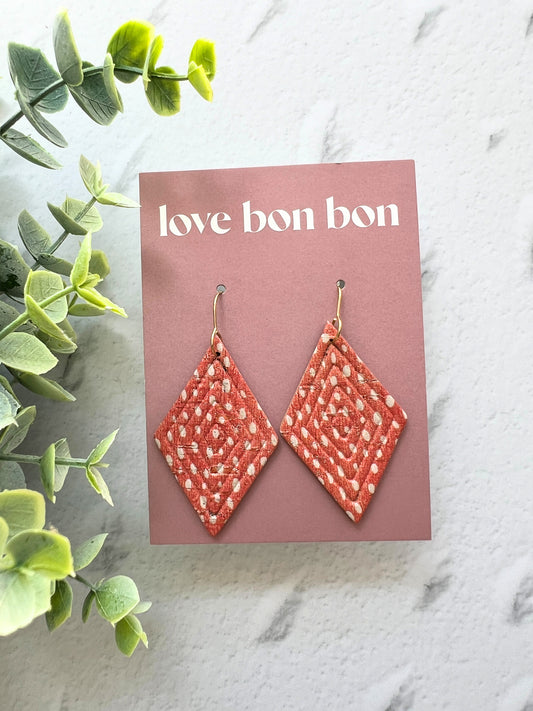 Blair - Embossed Tall Diamond Dangle Earring