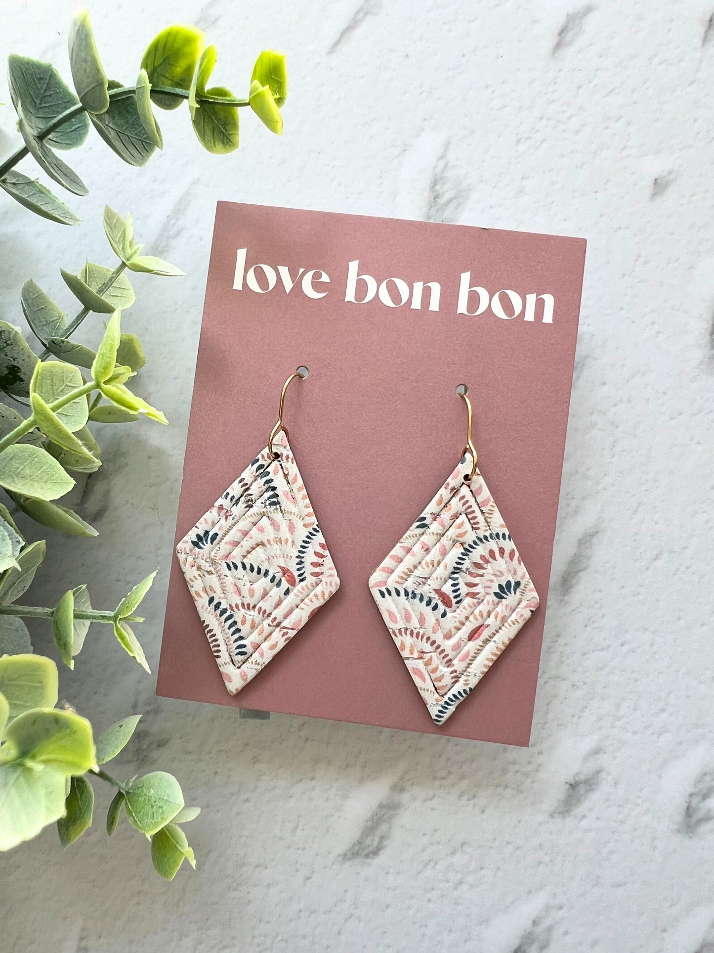 Blair - Embossed Tall Diamond Dangle Earring