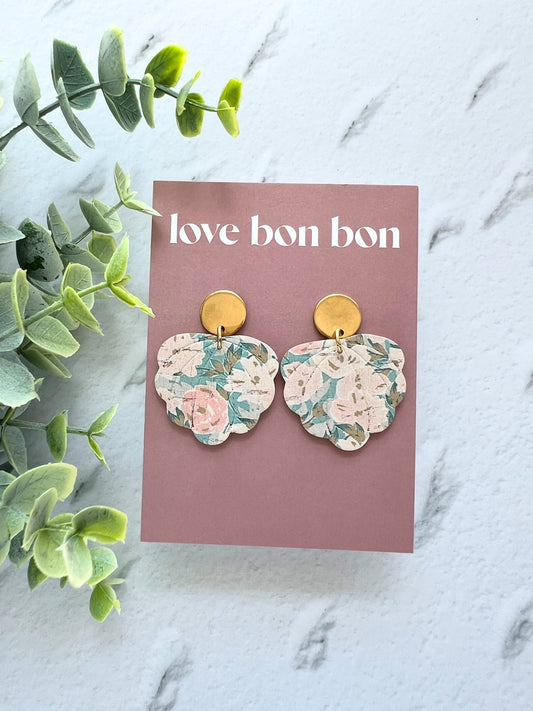 Juliet - Embossed Floral Scallop Dangle Earring