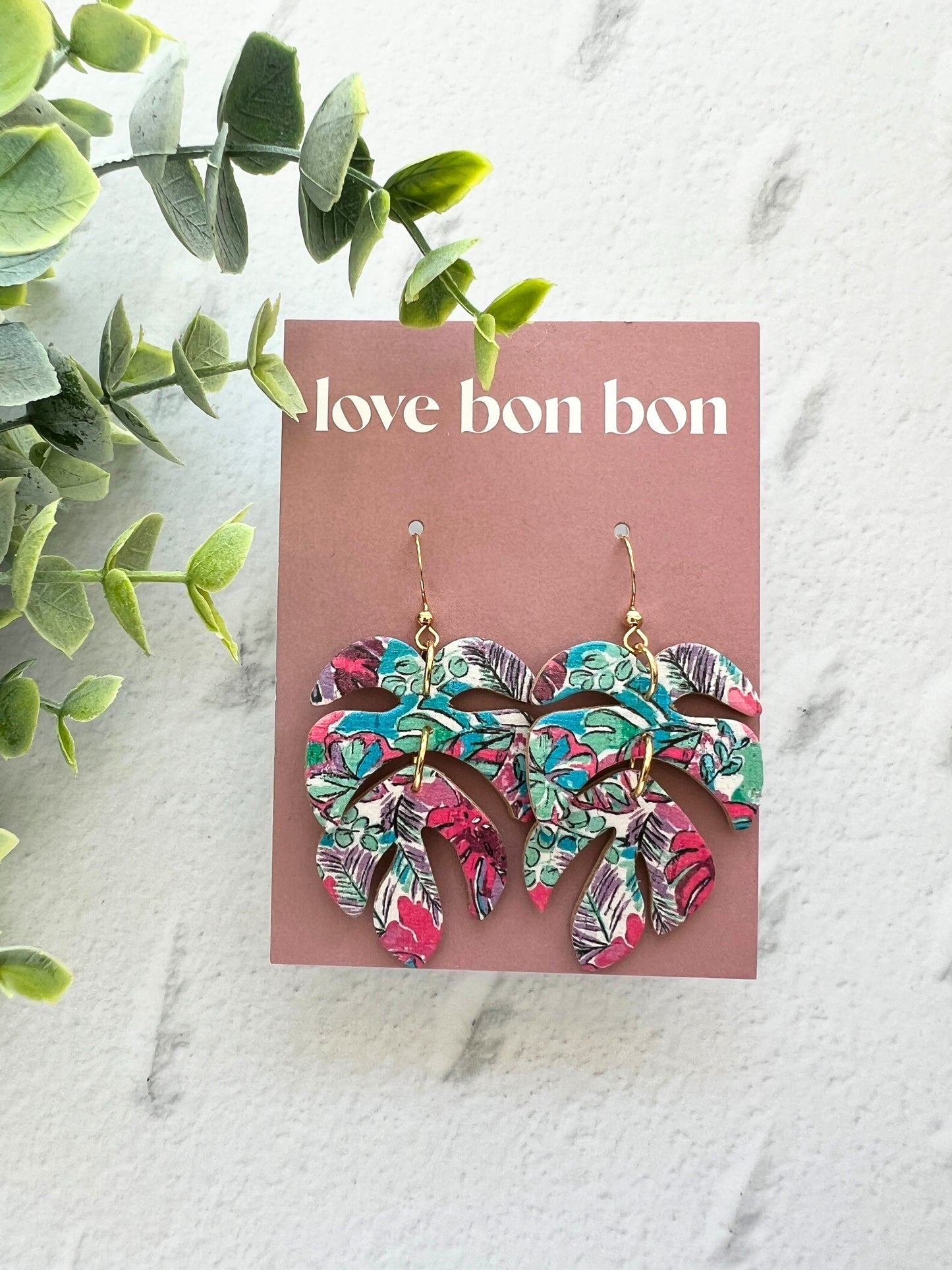 Monty - Monstera Dangle Earring