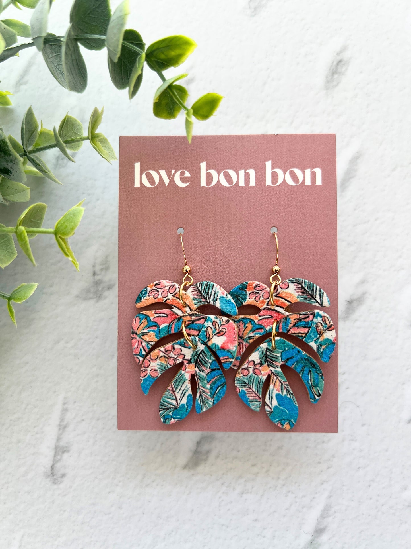 Monty - Monstera Dangle Earring