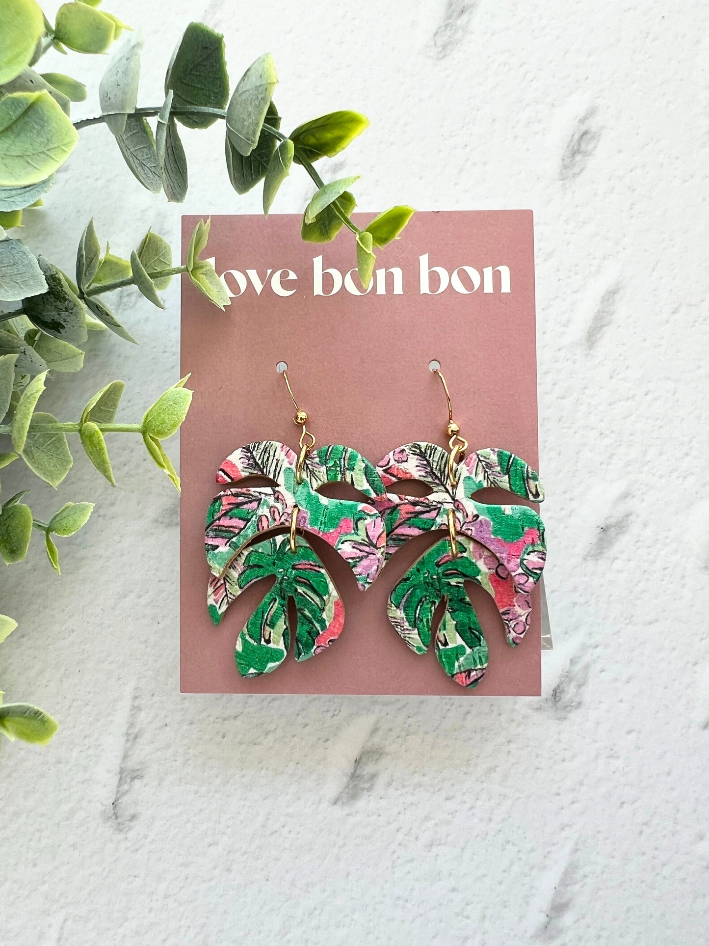 Monty - Monstera Dangle Earring