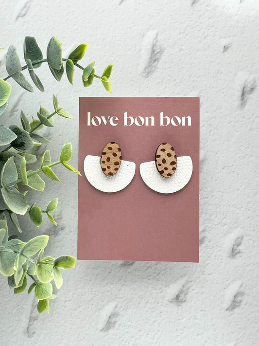 Ollie - Half Circle Leather Drop Earring - White