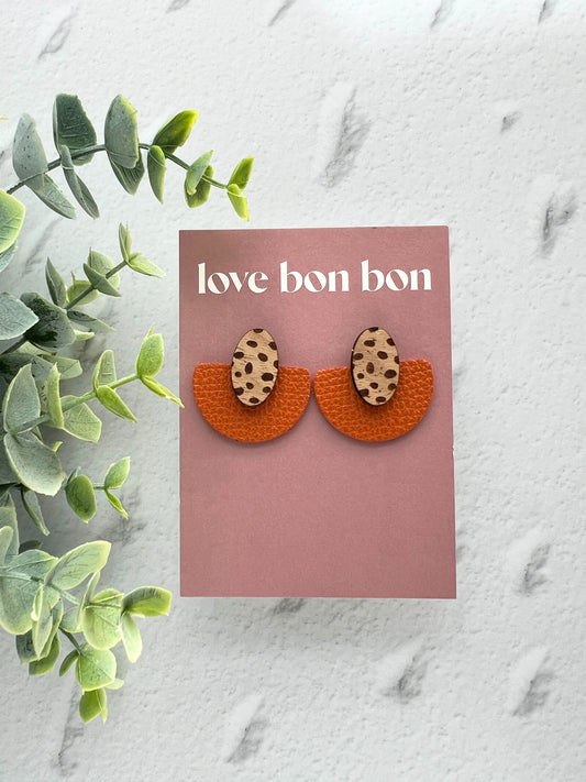 Ollie - Half Circle Leather Drop Earring - Marmalade