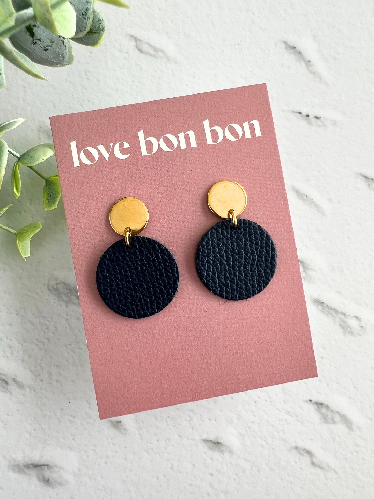 Quinn - Circle Dangle Earring - Dark Navy