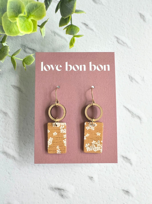 Tay - Wooden Circle & Rectangle Dangle Earring