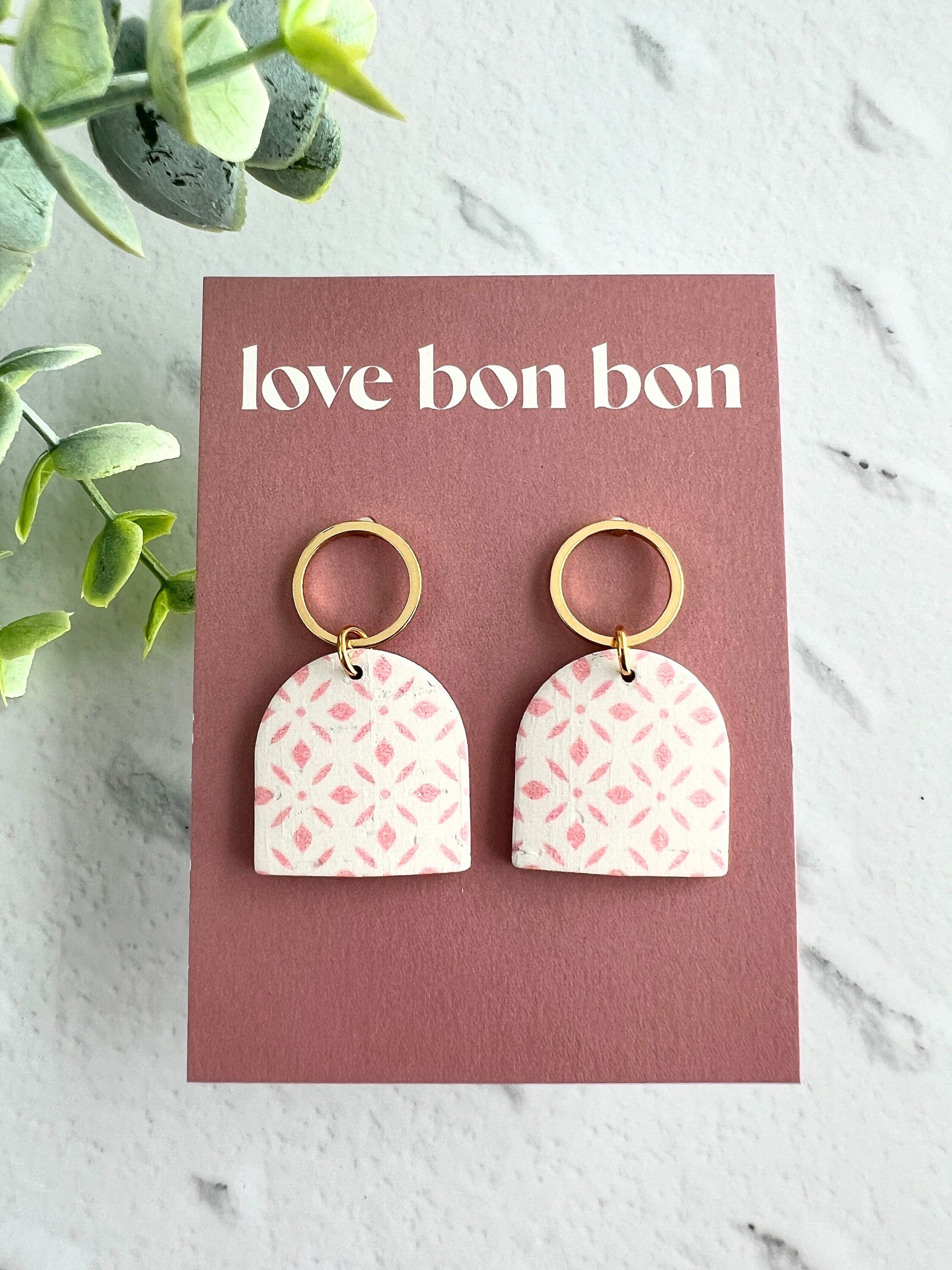 Genuine Cork on Leather Handmade Petite Earring with open Gold Stainless Steel circle topper - dangle earring - handmade earring - petite