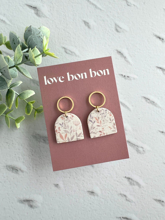 Genuine Cork on Leather Handmade Petite Earring with open Gold Stainless Steel circle topper - dangle earring - handmade earring - petite