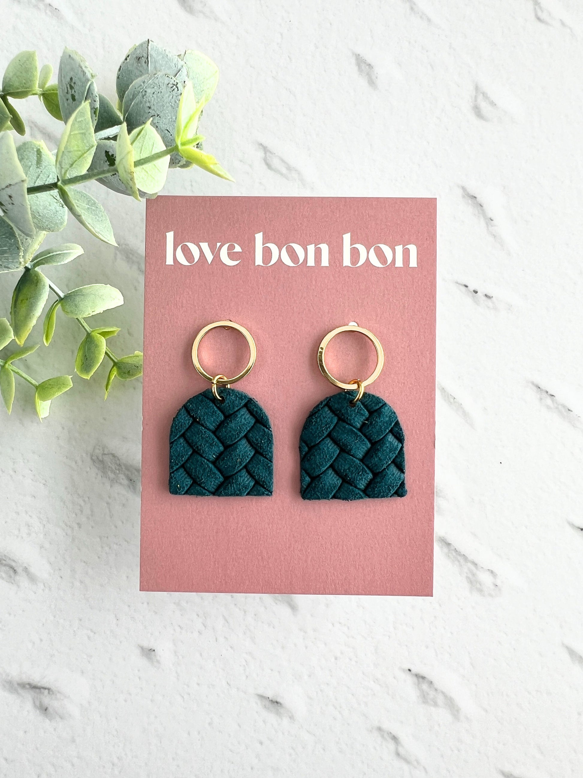 Genuine Cork on Leather Handmade Petite Earring with open Gold Stainless Steel circle topper - dangle earring - handmade earring - petite