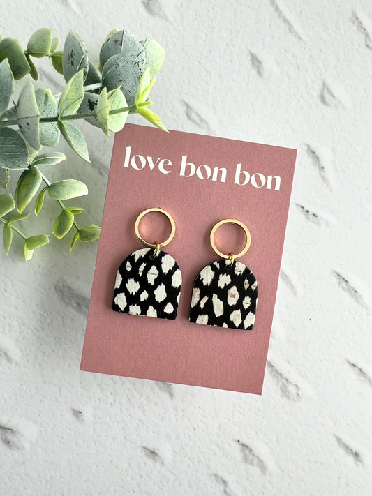 Genuine Cork on Leather Handmade Petite Earring with open Gold Stainless Steel circle topper - dangle earring - handmade earring - petite
