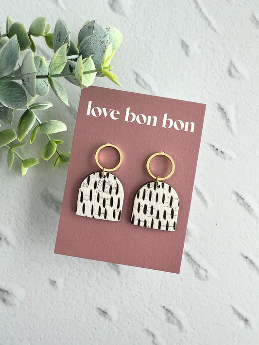 Genuine Cork on Leather Handmade Petite Earring with open Gold Stainless Steel circle topper - dangle earring - handmade earring - petite