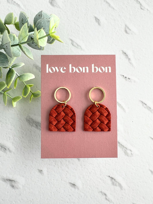 Genuine Cork on Leather Handmade Petite Earring with open Gold Stainless Steel circle topper - dangle earring - handmade earring - petite