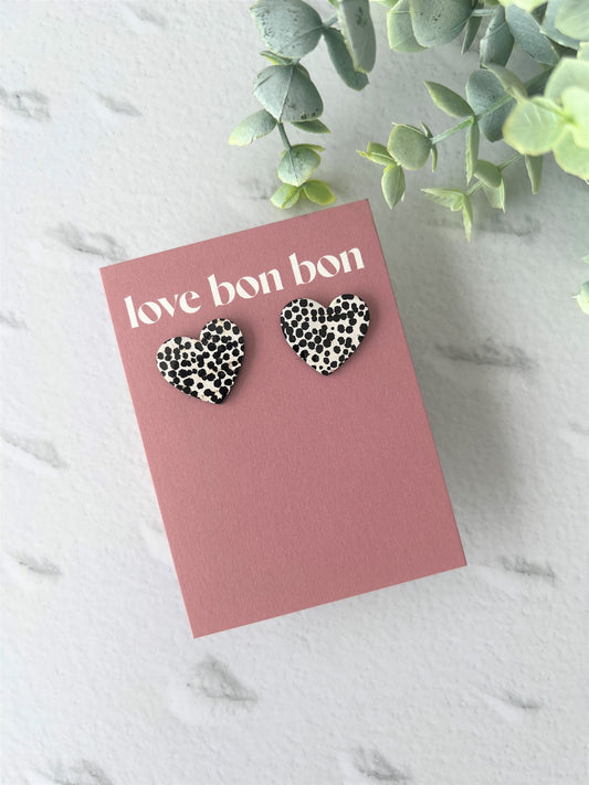 Bella - Cork & Leather Handmade Heart Earring with gold stainless steel post