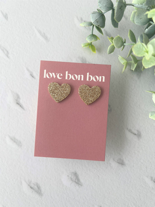 Bella - Cork & Leather Handmade Heart Earring with gold stainless steel post