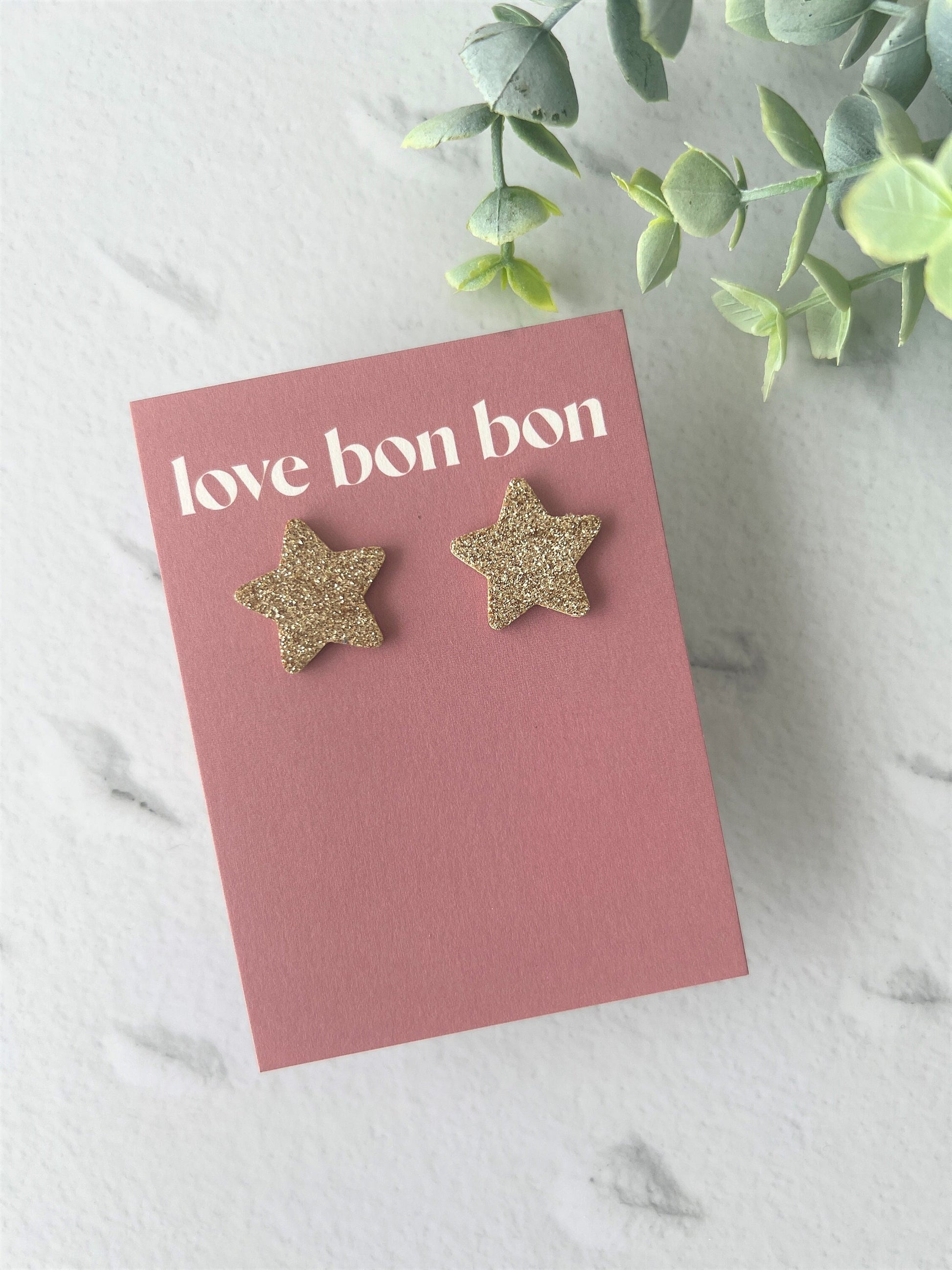 Bella - Cork & Leather Handmade Star Earring with gold stainless steel post