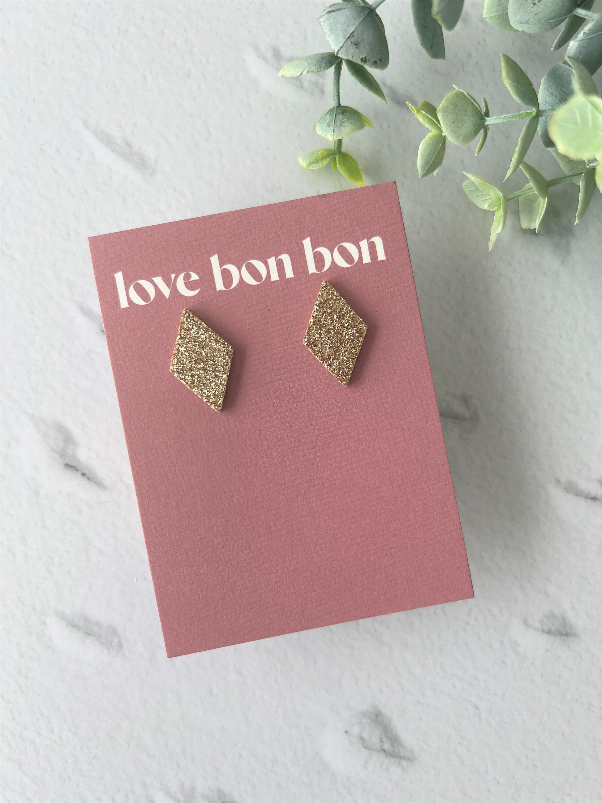 Bella - Cork & Leather Handmade Diamond Earring with gold stainless steel post