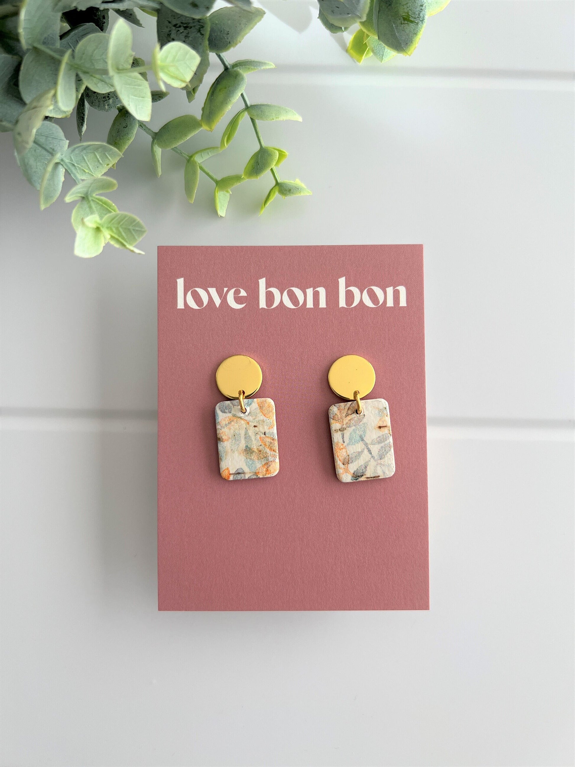 Bailey - Afternoon Harvest Handmade Cork & Leather Earring with gold stainless hardware